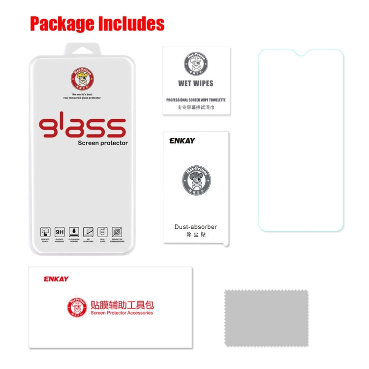 Screen protector package includes wet wipes and dust absorber accessory, plus glass film