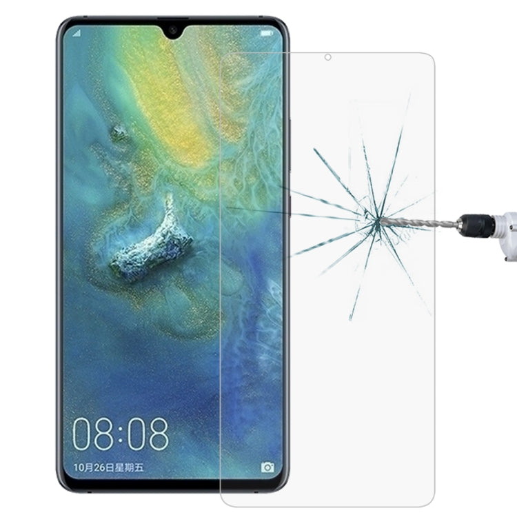 Transparent tempered glass screen protector with shatter impact test on phone screen