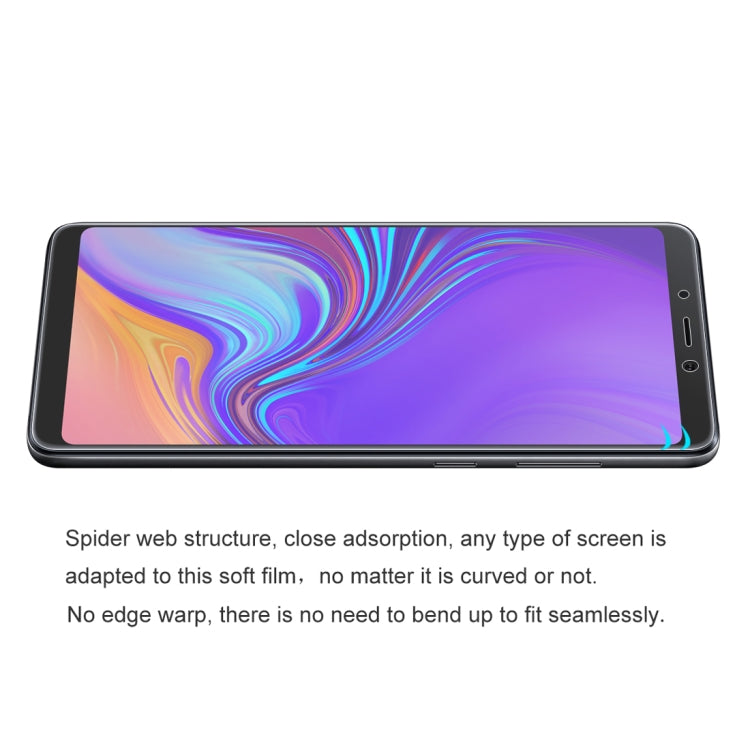 Full-screen hydrogel screen protector film for Samsung Galaxy A9 (2018) in landscape view
