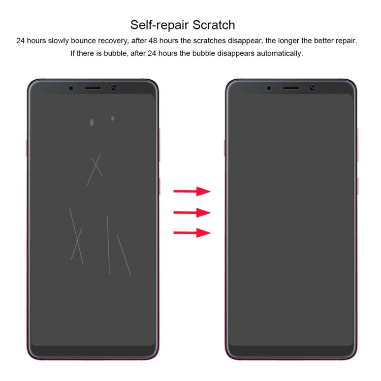 Self-repair hydrogel screen protector film for Samsung Galaxy A9 (2018) with scratch marks