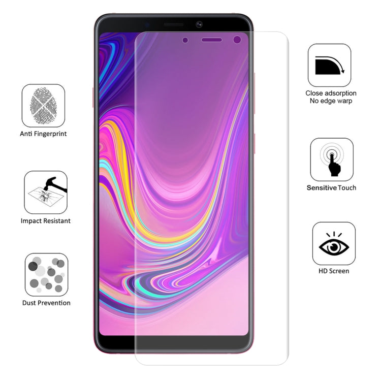Full-screen hydrogel screen protector film for Samsung Galaxy A9 (2018) with privacy-style icons