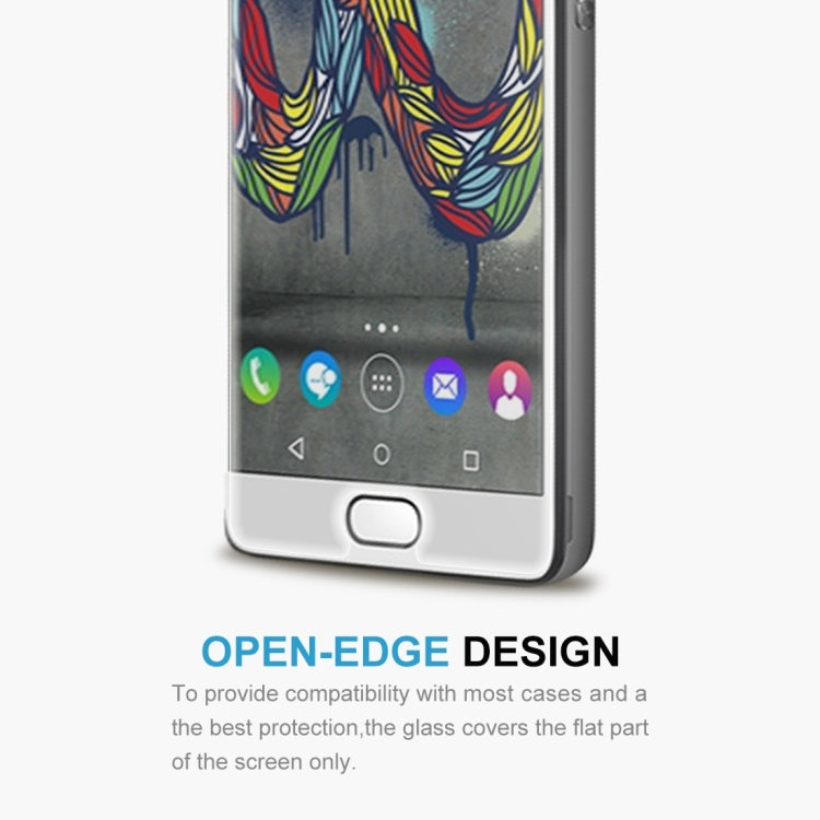 Tempered glass screen protector with open-edge design covering only the flat screen area