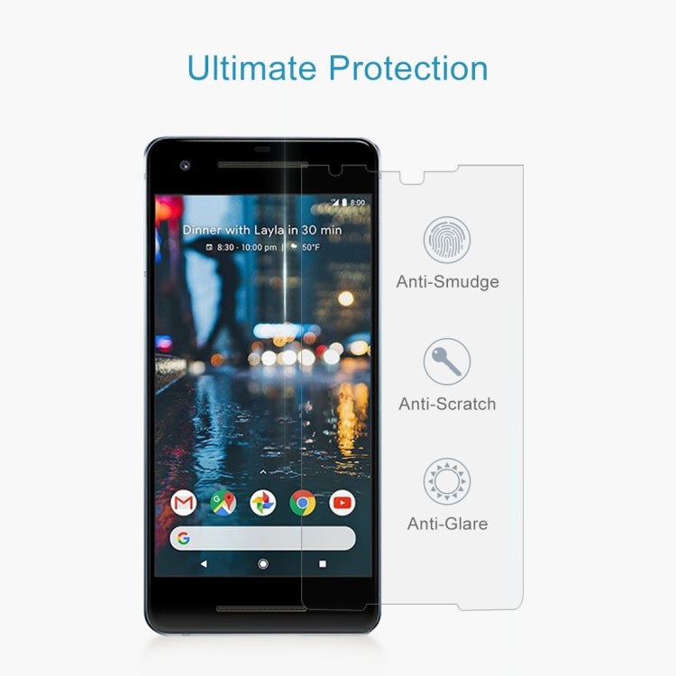 Tempered glass screen protector film for Google Pixel 2 XL on phone display