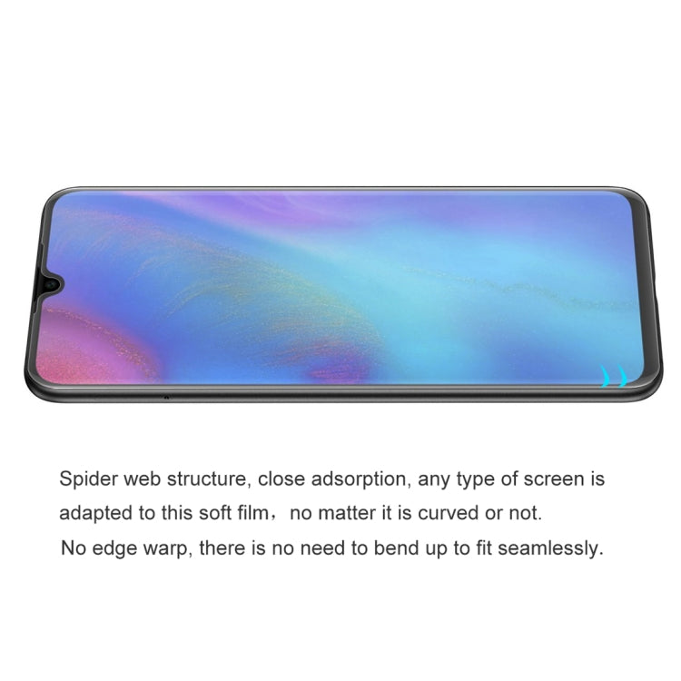 Full-length screen protector film with alignment overlay and curved edge design