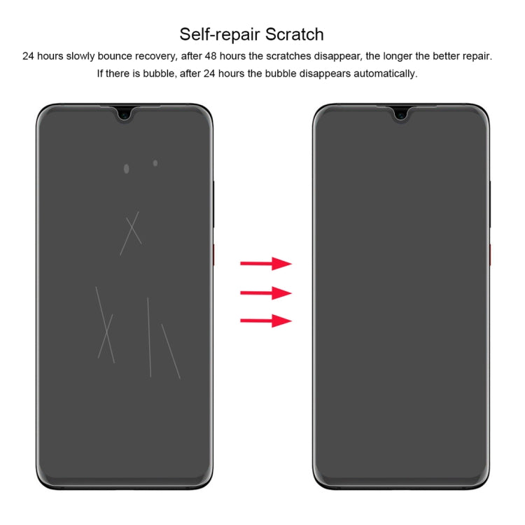 Self-repair scratch-resistant screen protector film with scratch fade comparison