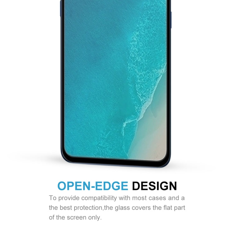 Curved tempered glass screen protector covering a phone display