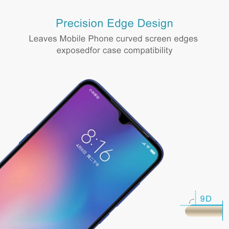 Curved tempered glass screen protector edge, showing 9D coverage profile