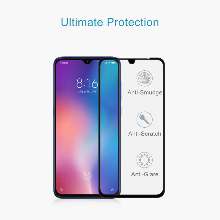 Tempered glass screen protector fitted on smartphone screen with protection icons