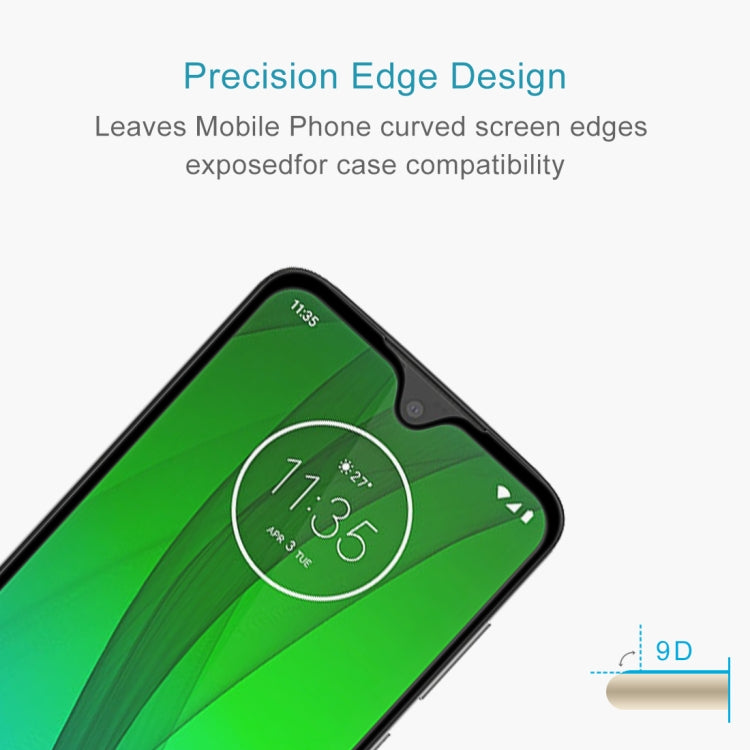9D curved edge tempered glass screen protector angled view for Motorola Moto G7