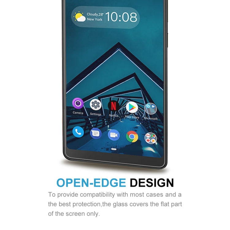 Lenovo Tab V7 with screen protector film aligned over the front display