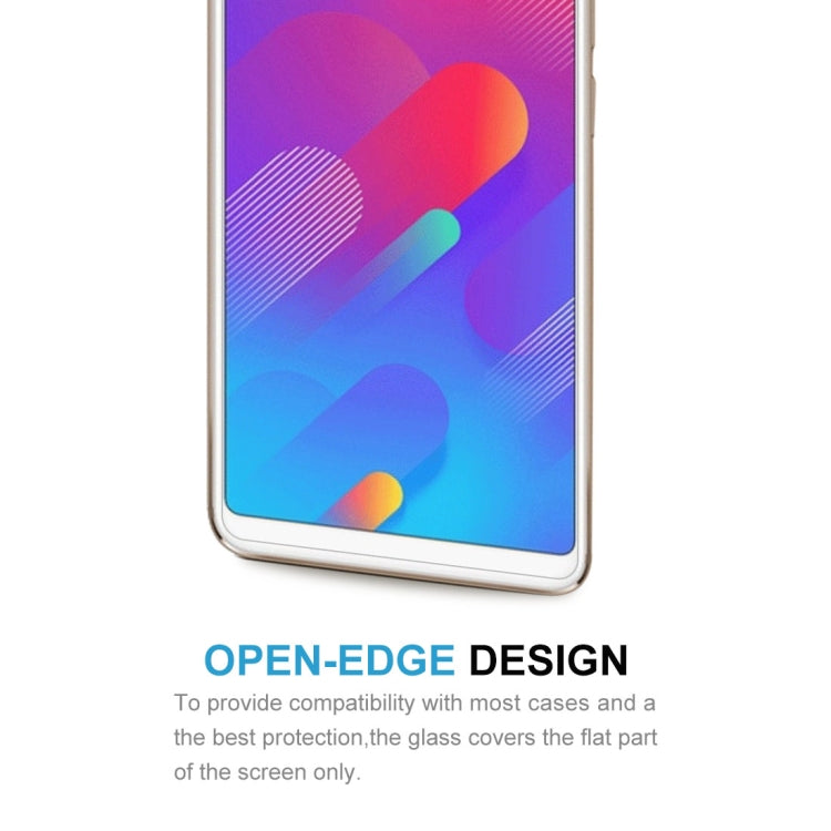 Tempered glass screen protector for Meizu M8, close-up of curved bottom edge