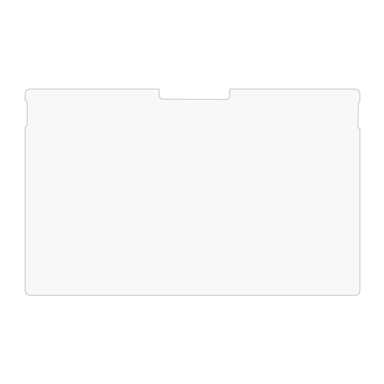 Clear tablet screen protector film, die-cut shape with small notch at the top