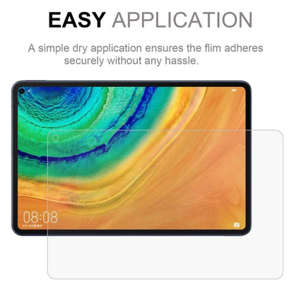 Tablet display with clear screen protector film laid over the screen