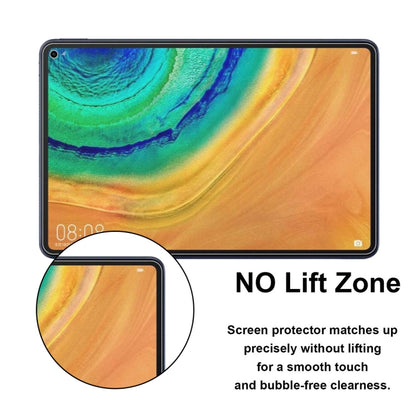 Tablet screen protector film detail showing flat, bubble-free adhesion
