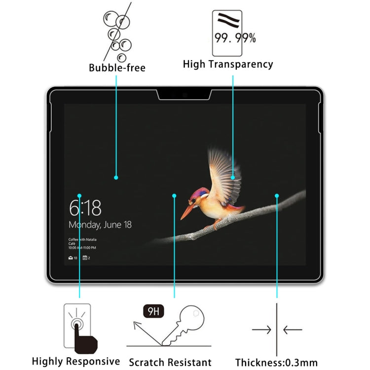 9H tempered glass screen protector film for Surface Go 2, bubble-free high clarity
