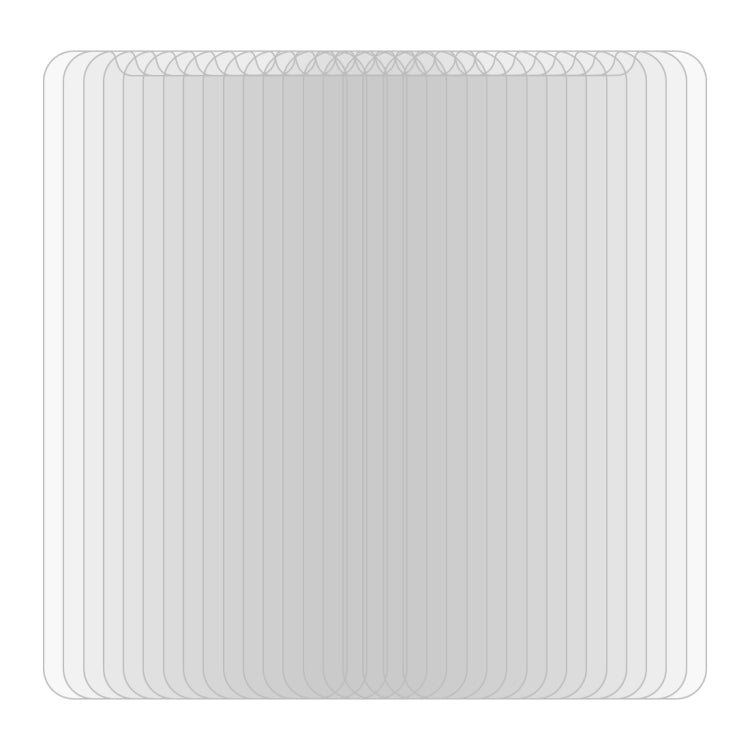 Stack of clear tempered glass screen protector films with rounded 2.5D edges