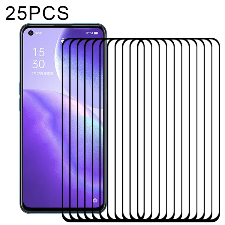 25-pack full-screen tempered glass protectors for OPPO Reno5, clear sheets