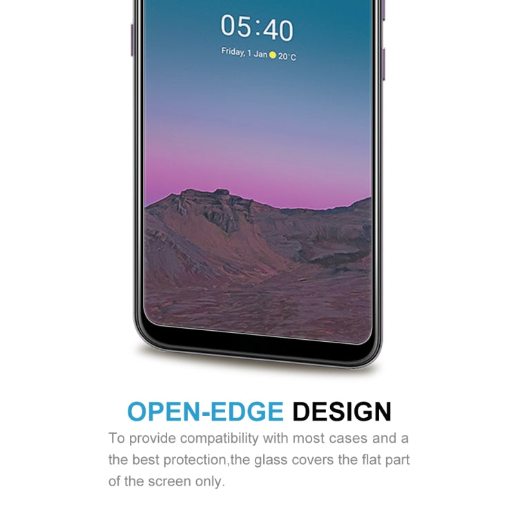 Tempered glass screen protector covering the flat part of Nokia 5.4 screen