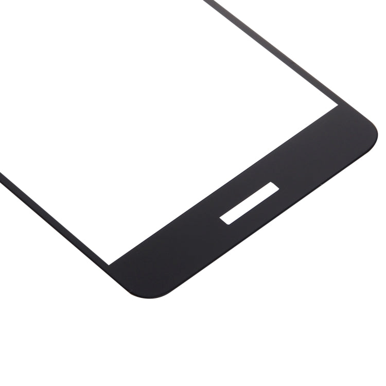 Black tempered glass screen protector corner with rounded edge and side cutout