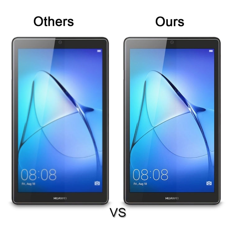Full-screen tempered glass protector for tablet, comparison before and after display