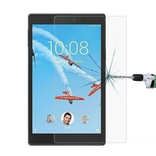 Tempered glass screen protector fitted on a Lenovo Tab 8-inch tablet screen