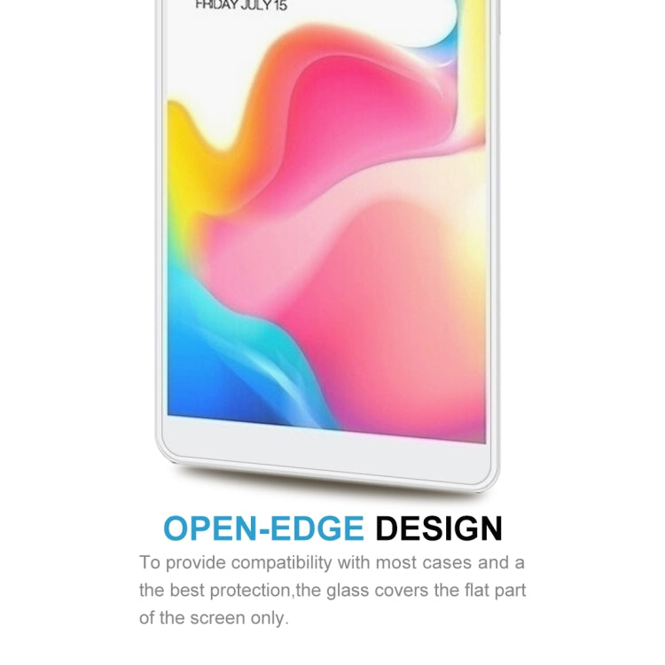 Open-edge 2.5D tempered glass screen protector covering the tablet's flat screen area
