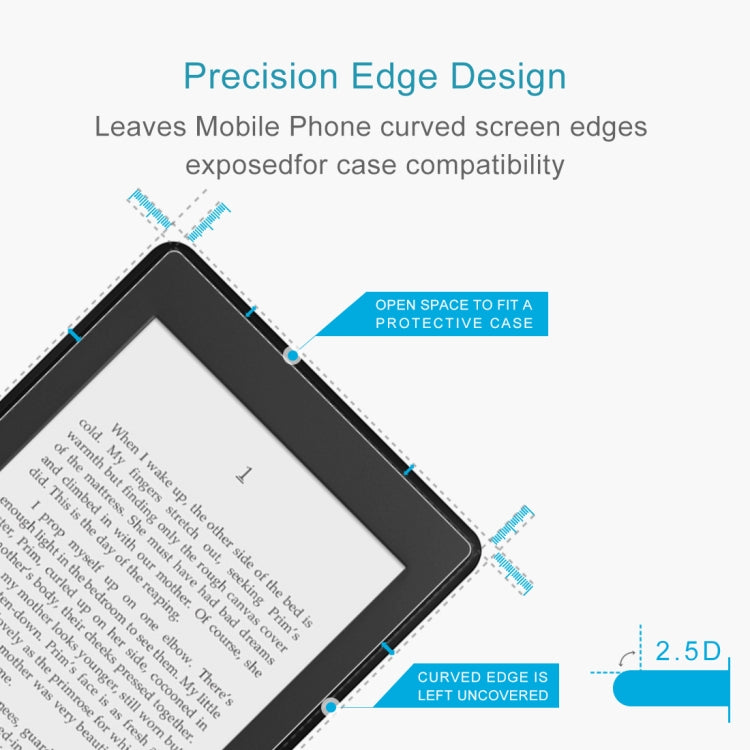 Frosted 2.5D curved-edge tempered glass screen protector film for device bezel fit