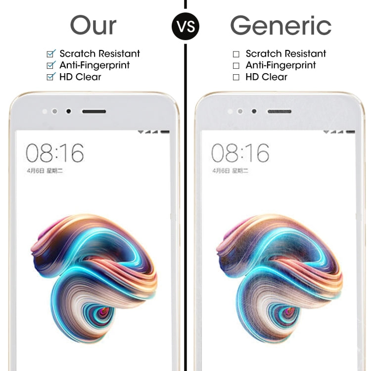 Tempered glass screen protector, HD clear and scratch-resistant, shown vs generic