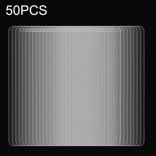 Clear tempered glass screen protector set, 50-pack shown as stacked sheets