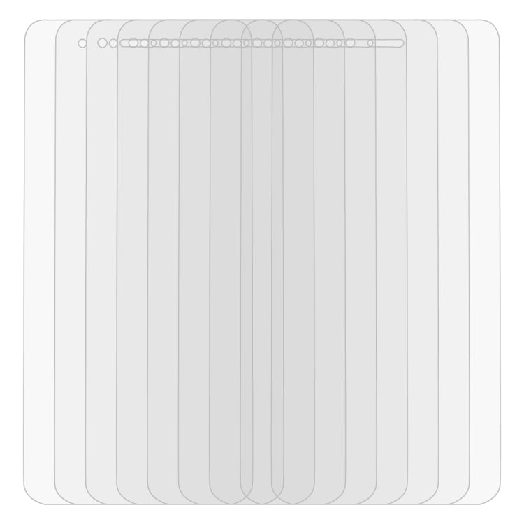 Multiple clear tempered glass screen protectors in a 50-pack set