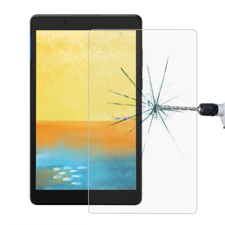 Tempered glass screen protector film on black tablet screen for full coverage