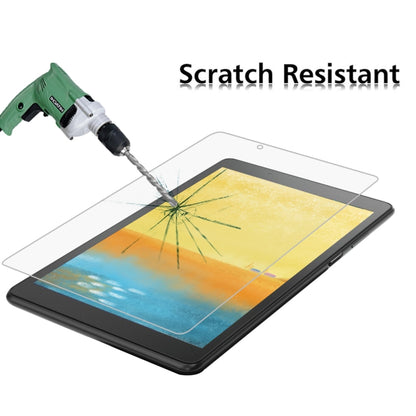 Scratch-resistant tempered glass screen protector on tablet with impact damage