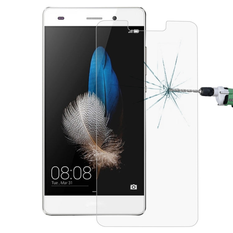 Huawei P8 Lite (2017) tempered glass screen protector film on phone, clear