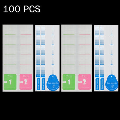 Tempered glass screen protector kit with wipes and dust absorber, 100 PCS