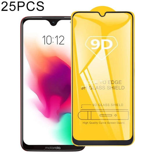 9D full-glue tempered glass screen protector film for Motorola Moto G7 Plus, 25-pack