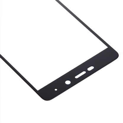 Tempered glass screen protector corner with camera/speaker cutouts, black