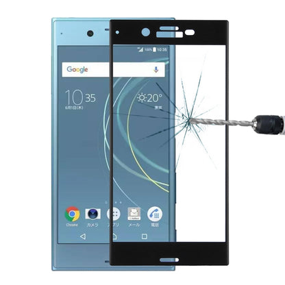 Black 3D curved tempered glass screen protector for Sony Xperia XZs, full coverage