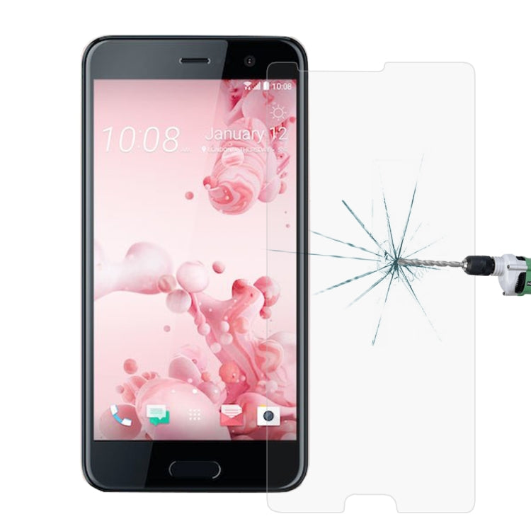 Tempered glass screen protector for HTC U Ultra with impact area cracks after test