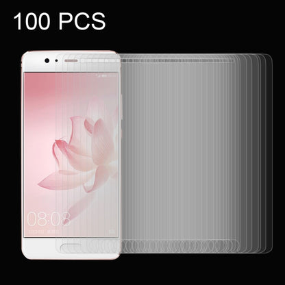 100-pack tempered glass screen film for Huawei P10 Plus, stacked protectors shown