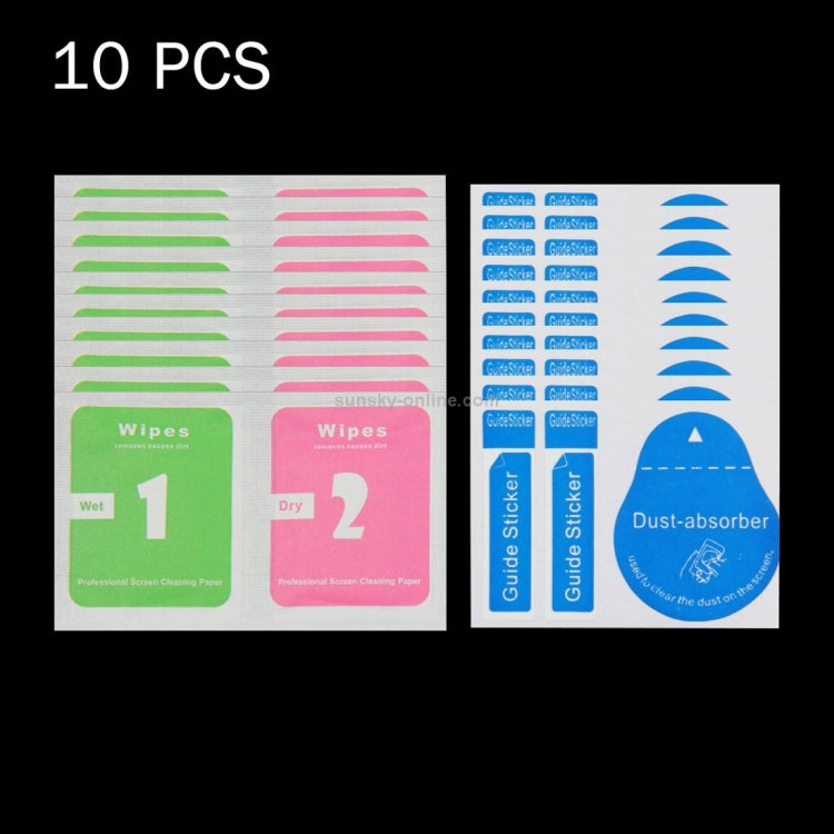 Tempered glass kit with cleaning wipes and guide stickers (10 pcs)