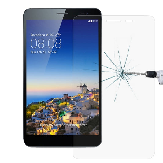 Tempered glass screen protector for tablet showing impact crack after damage test
