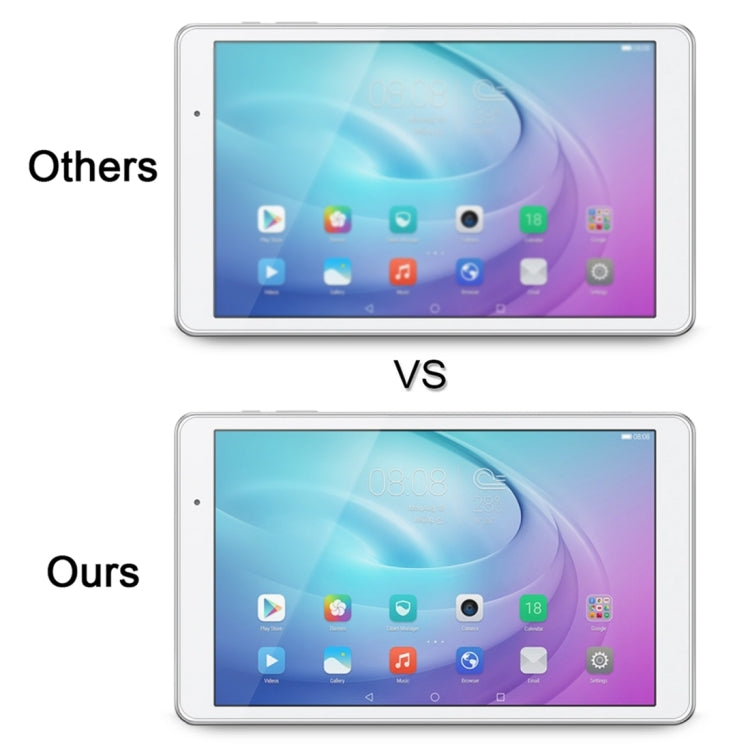 10-inch screen protector comparison: two tablets showing clear display under glass