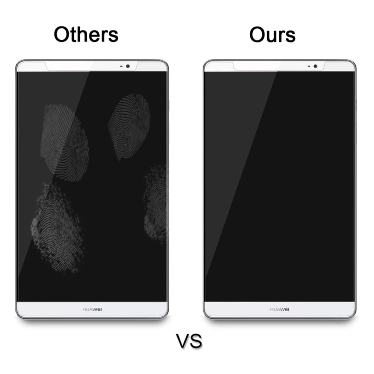 Universal 9-inch tempered glass screen protector, reduced glare comparison on display