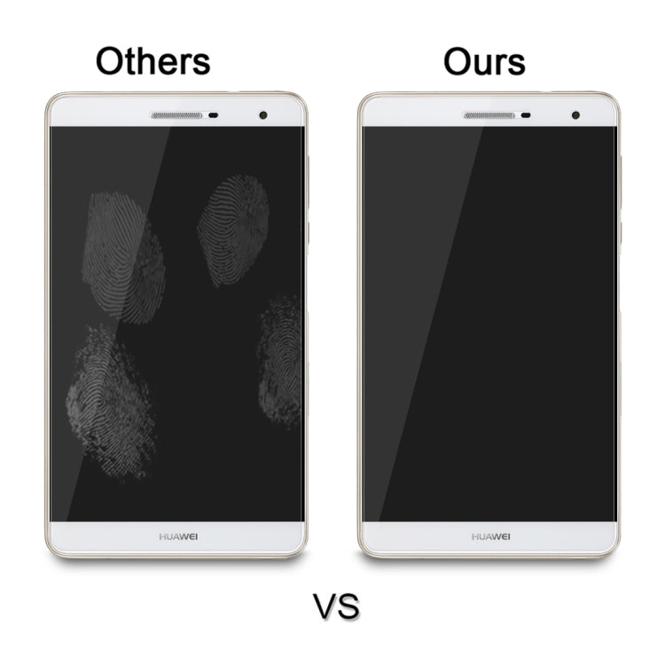 Tempered glass screen protector side-by-side with a bare tablet display