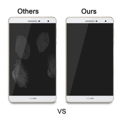Tempered glass screen protector side-by-side with a bare tablet display