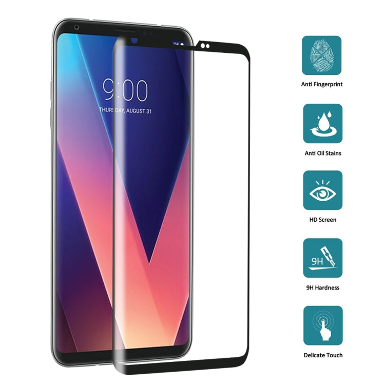 Tempered glass screen protector for LG V30 with black border and curved fit