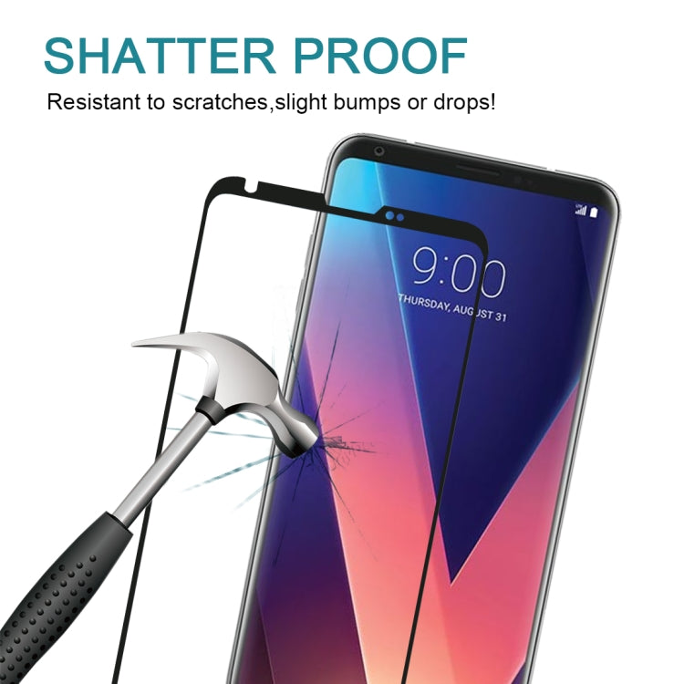 Tempered glass screen protector for LG V30 showing shatter resistance