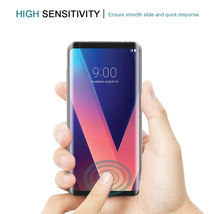Tempered glass screen protector on LG V30 with fingerprint-style touch