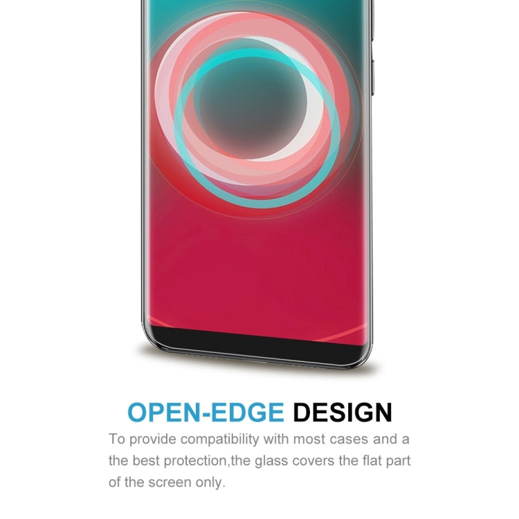 Tempered glass screen protector with open-edge design covering the flat screen area