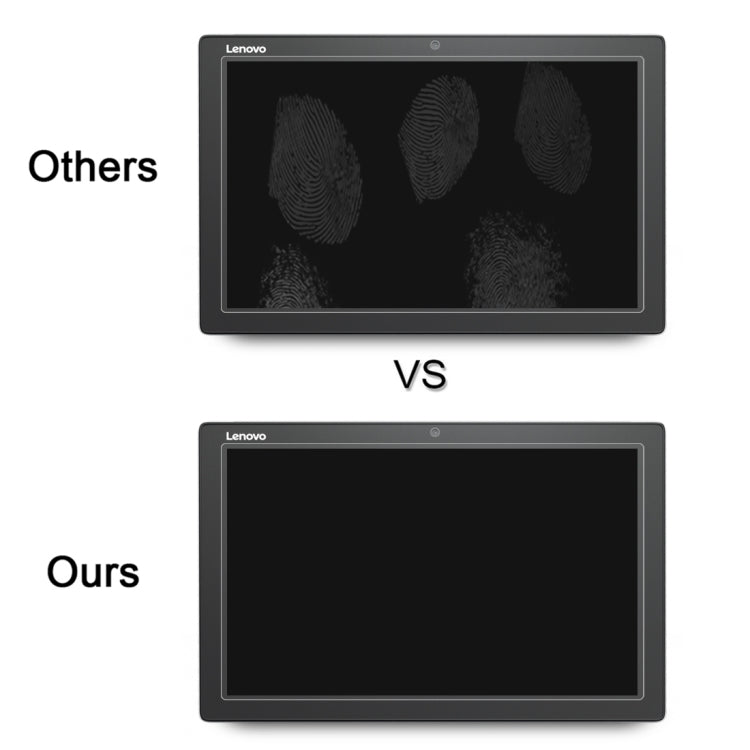 Tempered glass screen protector for Lenovo Miix 5 in anti-fingerprint smudge comparison graphic